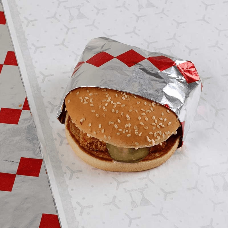 burger packed with burger foil